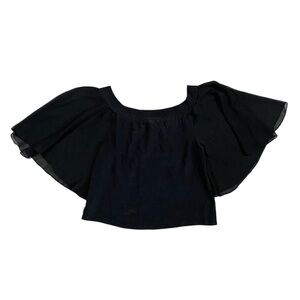 Women’s Alice and Olivia Black‎ Batwing Cropped Chiffon Blouse Small